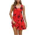 thumbnail image 2 of JTZGDY Dresses for Women Girls Cute Summer Floral Pattern Print Sleeveless Scoop Neck Tank Dress Loose Flowy Beach Sundress with Pockets Red S, 2 of 8