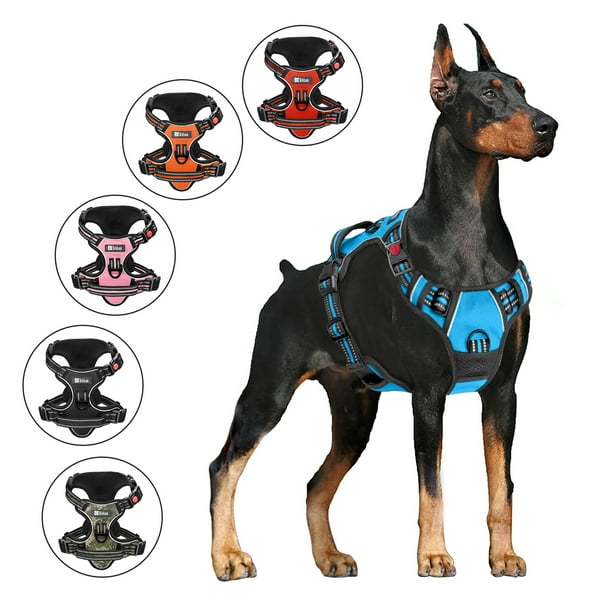 No Pull Dog Harness, Adjustable Dog Walking Harness with Breathable Padded Vest, Reflective Safe