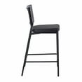 thumbnail image 3 of Rattan Tania Contemporary Counter Stool In Black Metal, Black Faux Leather, And Rattan Back - Set Of 2, 3 of 7