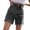 A-Dark Gray95, variant on Women's Denim Shorts Straight-Leg High Waist Pocketed Summer Trousers Solid Color Minimalist Holiday Bottoms