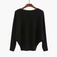 thumbnail image 2 of Women's Fashion One-Neck Bat Sleeve Long Sleeve Knit Sweater Pullover Fall Winter Sweater, 2 of 2