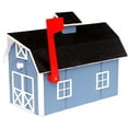 thumbnail image 2 of Amish-Made Deluxe Wooden Mailbox, Dutch Barn Style Country Blue with White Trim, 2 of 6