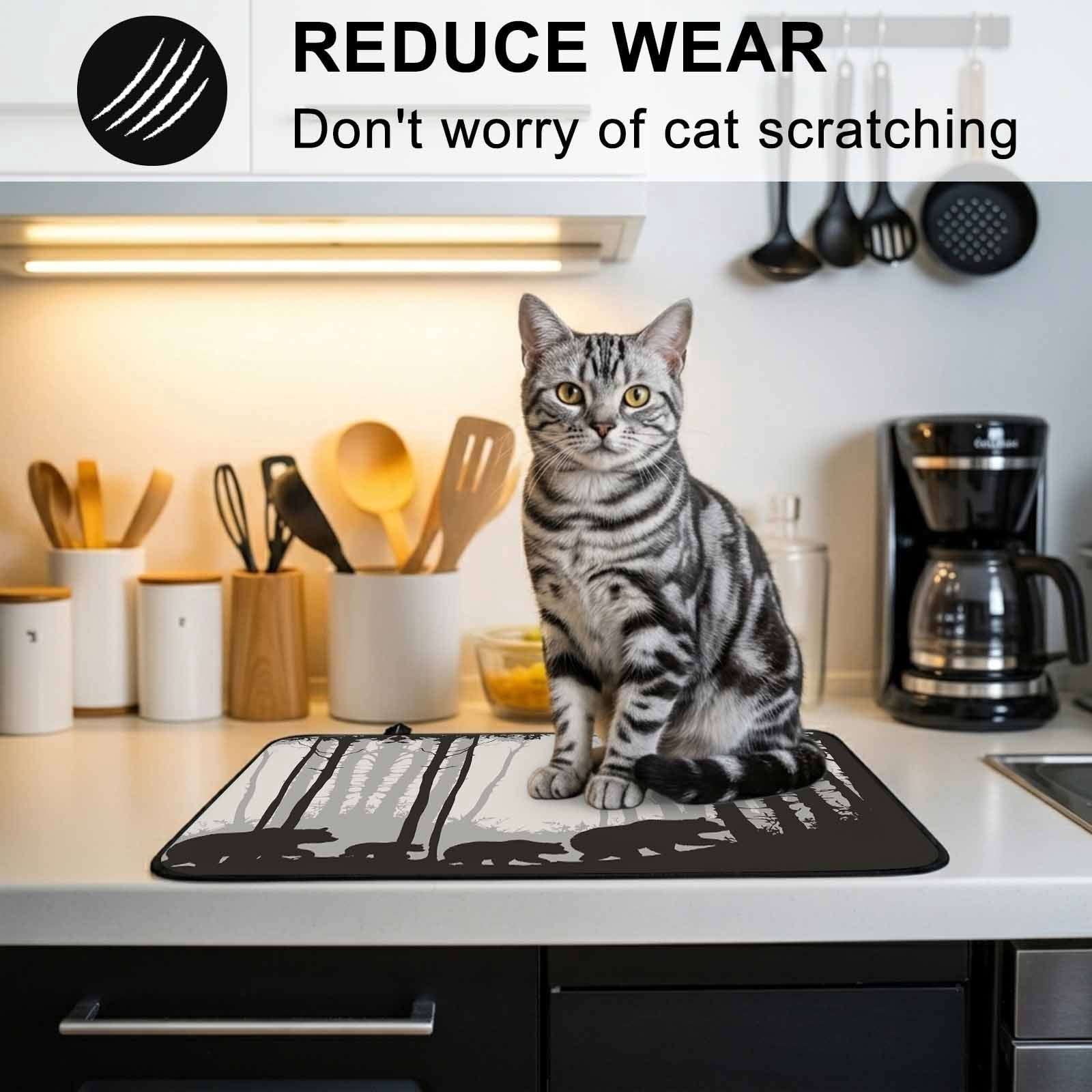 Forest Bear Stove Top Cover for Electric Stove, Heat-proof & Non Slip Glass Top Stove Cover Protector, Black Grey Country Farmhouse Nature Tree Kitchen Flat Cooktop Rubber Mat 24x21 Inches