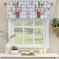 thumbnail image 2 of 2 Pack Valances for Window, Easter Bunny Short Curtains for Kitchen Bedroom Living Room, Cute Rabbits Spring Daisy Flowers Blue Plaid Rod Pocket Small Window Treatment Valance Drapes 42 x 12 Inch, 2 of 8