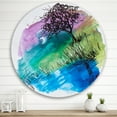 thumbnail image 2 of Designart 'Rainbow Silhouette Of Tree On The Riverbank At Night' Modern Circle Metal Wall Art 36x36 - Disc of 36, 2 of 5
