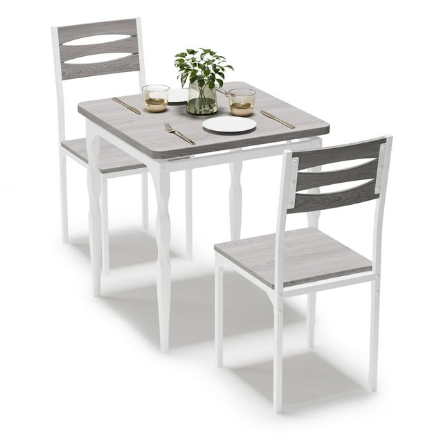 Dining Table Set for 2, 3-Piece Compact Dining Table and Chairs, Ergonomic Comfortable Seating, Ideal for Small Spaces