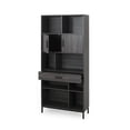 thumbnail image 3 of Benjara Eby Cube Bookcase, 6 Storage Spaces, Drawer, Cabinet 67 Inch Dark Gray, 3 of 5