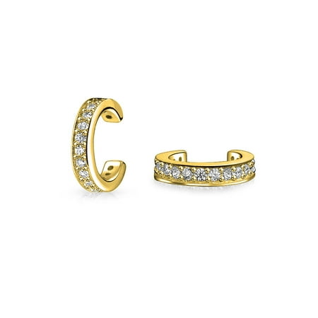 Cartilage Cuff - Minimalist Cubic Zirconia Pave CZ Band Cartilage Ear Cuff Clip Wrap Helix Earrings Rose 14K Gold Plated Sterling Silver