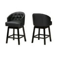 thumbnail image 2 of Baxton Studio Theron Mid-Century Transitional Black Faux Leather and Espresso Brown Finished Wood 2-Piece Swivel Counter, 2 of 7