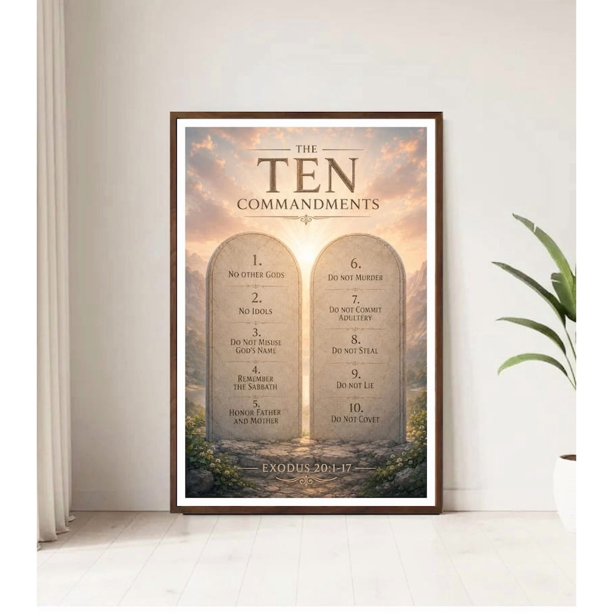 DailyMood Exodus 20 Scripture Bible Verse Ten Commandments Poster Wall Art Frameless