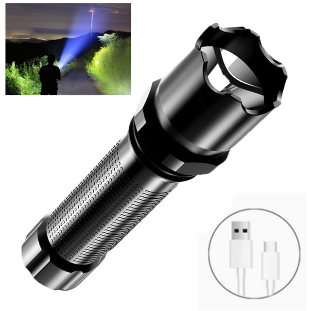 Djiypn High Lumens Rechargeable LED Flashlight with USB Charging, 3 Lighting Modes for Camping, Hiking and Emergencies, Long Battery Life, Waterproof IP68, Perfect for Outdoor Enthusiasts