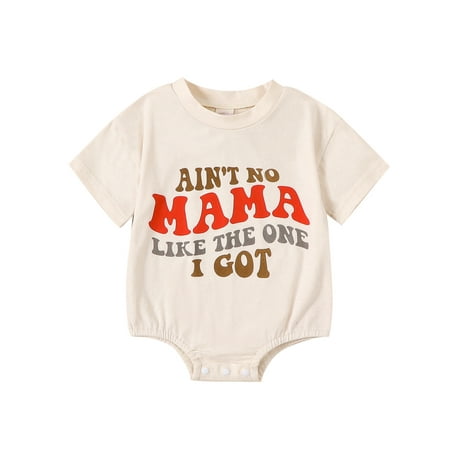

Mioliknya Infant Baby Summer Romper Letter Round Neck Short Sleeve Bodysuit