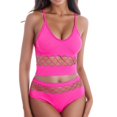 thumbnail image 1 of Gibobby Conjunto de lencería de encaje Ropa interior ahuecada, traje de mujer, pecho pequeño, , sin anillo de , sujetador, camisola deportiva de talla grande(Rosa caliente, XL), 1 of 5