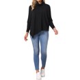thumbnail image 2 of Women's Fall Tunic Tops Turtleneck Asymmetrical Hem Batwing Long Sleeve Loose Knit Blouse Dressy Casual Shirt S Black, 2 of 6