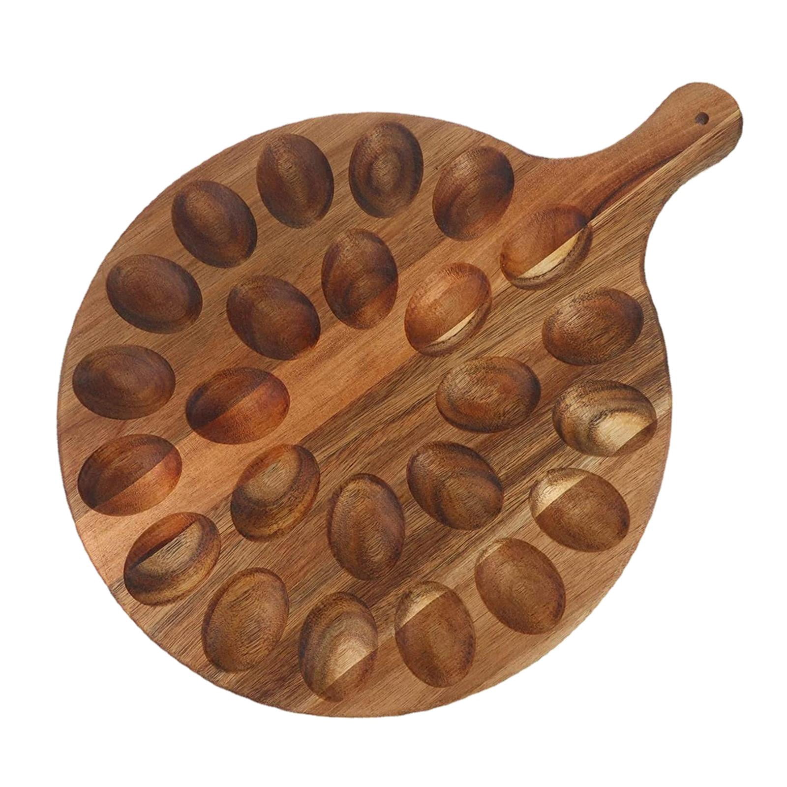 TISHITA Wood Deviled Egg Platter Egg Holder Versatile Reversible Egg Tray Cutting Board for Refrigerator Party Home Kitchen Supplies