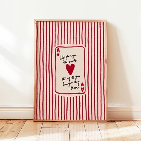 Life Gives You Cards Print Ace Of Hearts Poster Positive Motivational Wall Decor