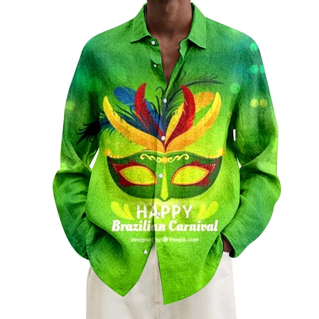 WEAIXIMIUNG Chemise à Manches Longues Décontractée Mode Homme Grande Taille Imprimé Numérique Carnaval Col Rabattu
