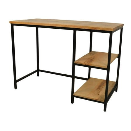 HomeRoots 516426 42 in. Natural & Black Solid Wood & Metal Computer Desk