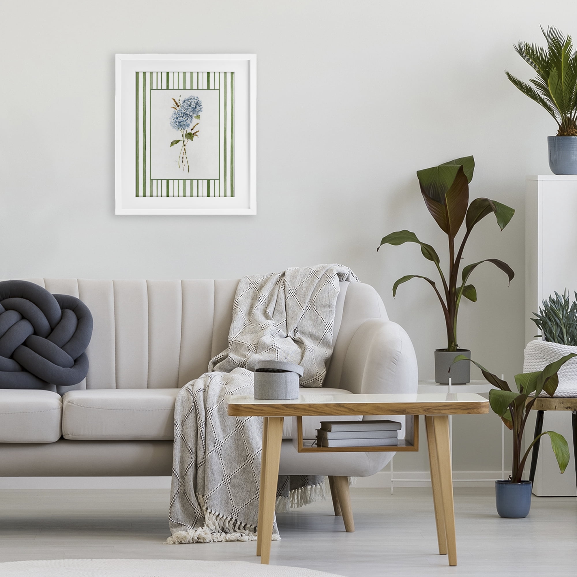 Stupell Industries Blue Hydrangea & Dried Wheat White Framed Print Under Glass, design by Nan