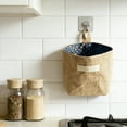 thumbnail image 5 of Hanging Storage Basket Wall Mounted Linen Organizer Foldable Desktop Organizer Decorative Bin 14x12.5cm Natural Jute, 5 of 5
