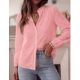 thumbnail image 3 of PRETTYGARDEN Women's Floral Embroidered Button Down Shirts | Ladies Dressy Fall Blouses, Long Sleeves, Ruffle Neck, Elegant Boho Eyelet Tops for Work, Business & Spring Casual Outings, 3 of 9