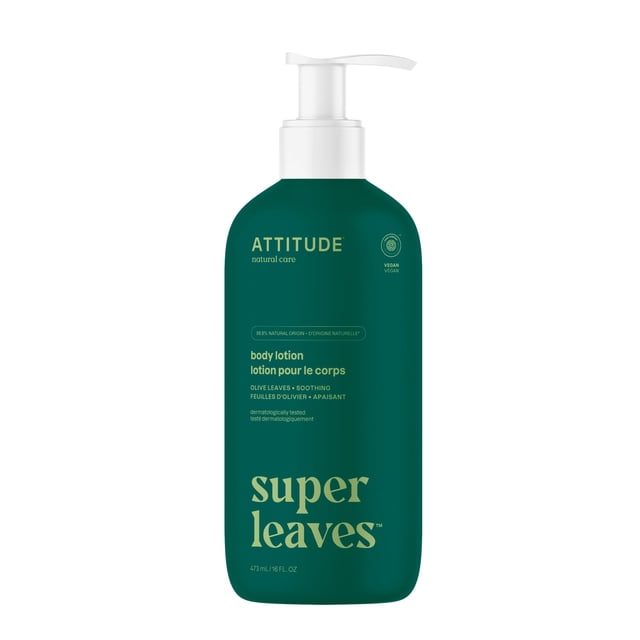 ATTITUDE Loción corporal EWG Hidratante Productos veganos para el cuidado de la piel Hidratante no graso para piel seca Sin crueldad Hojas de olivo calmantes 16 onzas líquidas