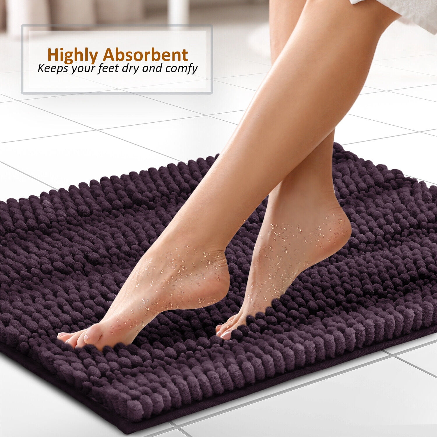 SAYFUT Chenille 3 PC Bath Mat Set Extra Soft Absorbent Medium Contour Toilet Lid Cover