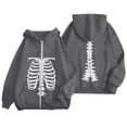 thumbnail image 2 of Halloween Sweatshirt for Women Zip Up Hoodie Oversized Streetwear Skeleton Graphic Pullover Casual Sweatshirt Outerwear for Daily Leisure Gray S, 2 of 5
