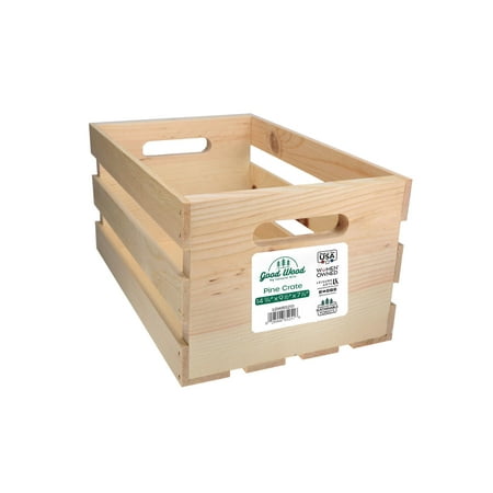 Good Wood By Leisure Arts Wooden Crate, Wood Crate Unfinished, Crates For Display, Crates For Storage, Wooden Unfinished, Pine, 14.75" X 9.5" X 7.25"