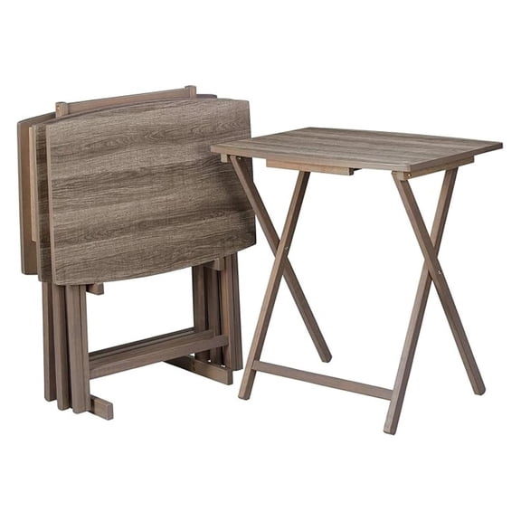 5pc XL Oversized Tray Table Set, Rustic Grey