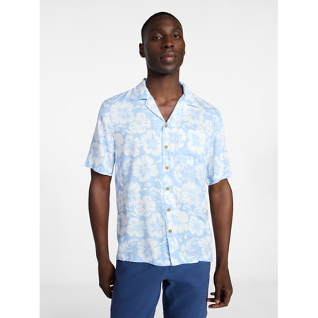 George Men's Relaxed Fit Printed Camp Shirt with Short Sleeves, Sizes S-3XLT