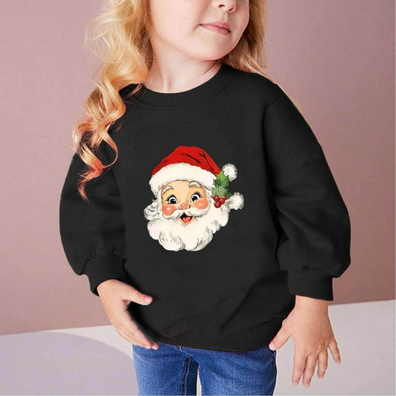 Wancir Christmas Outfit Toddler Baby Girl Pink Sweatshirt Long Sleeve Crewneck Pullover Xmas Santa Shirt Tops Winter Clothes 2-9T