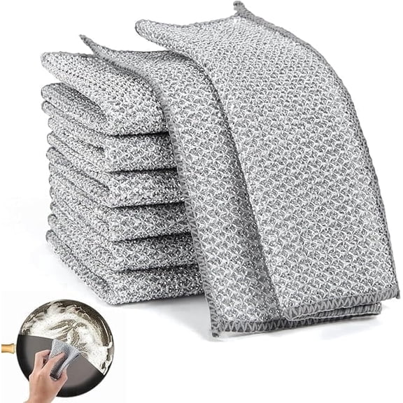Abbex- 10-Pack Non-Scratch Stainless Steel Dish Cleaning Cloths – Heavy Duty Reusable Scrub Pads for Kitchen Pots, Pans, Cookware & Daily Cleaning
