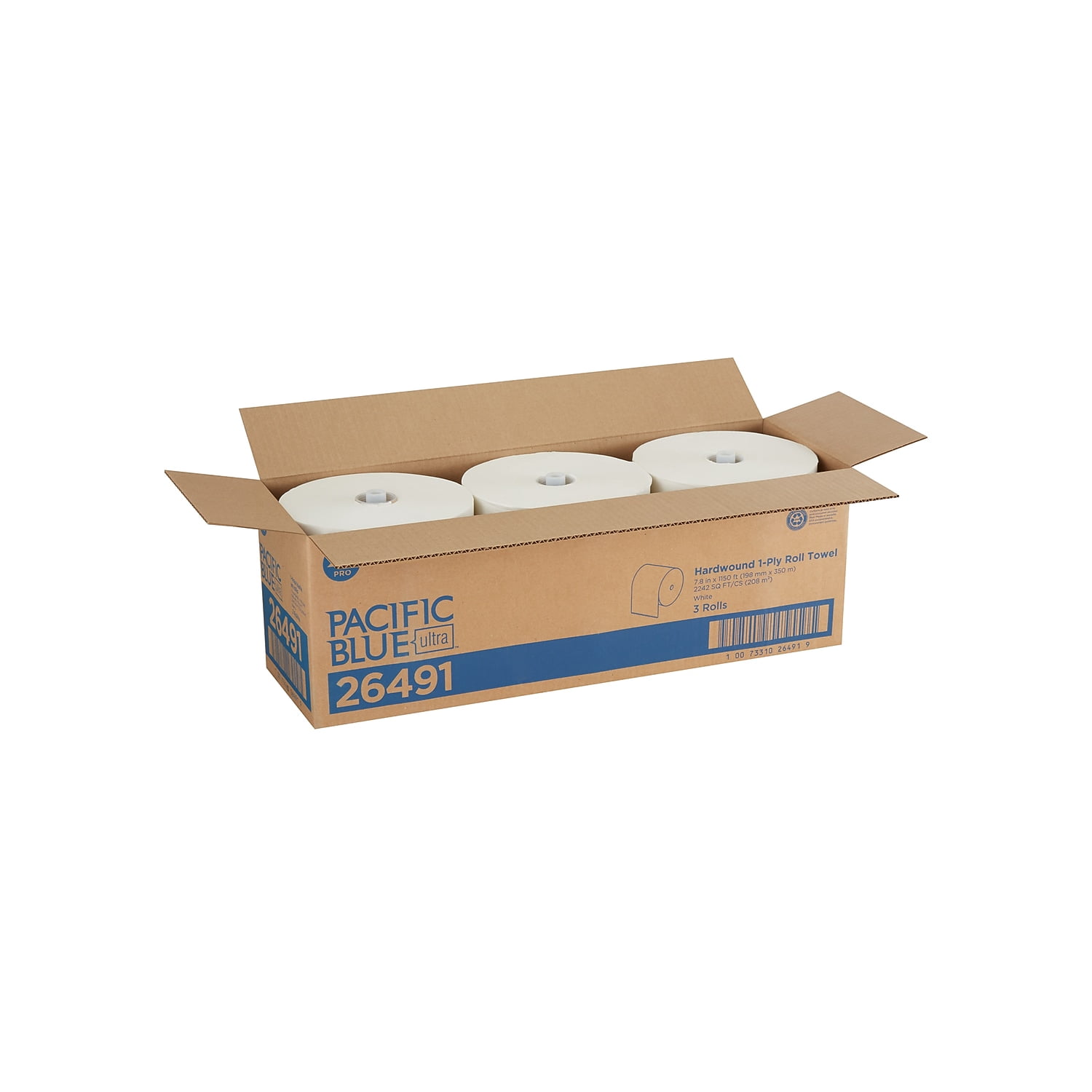 Pacific Blue Ultra Paper Towels White 7.87 x 1150 ft 3 Roll/Carton 26491