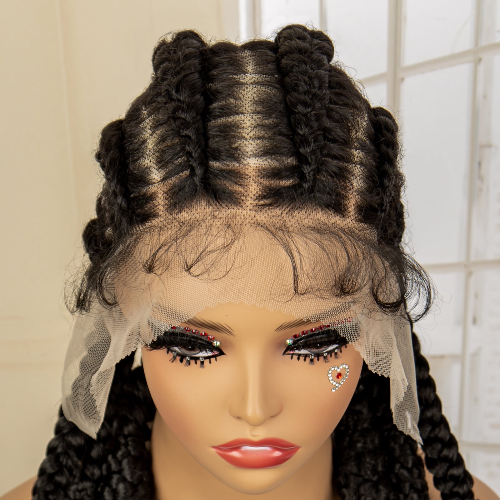 Full Lace Braided Wigs Synthetic Cornrow Box Braids Wigs for Women Lace Frontal 16 Inches Knotless Braiding Wig with Baby Hair