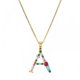 thumbnail image 1 of Collares de mujer - Letra inglesa A Collar colgante con incrustaciones de piedras preciosas de colores Cadena de clavícula Joyería de mujer Feliz Sencillez, 1 of 5