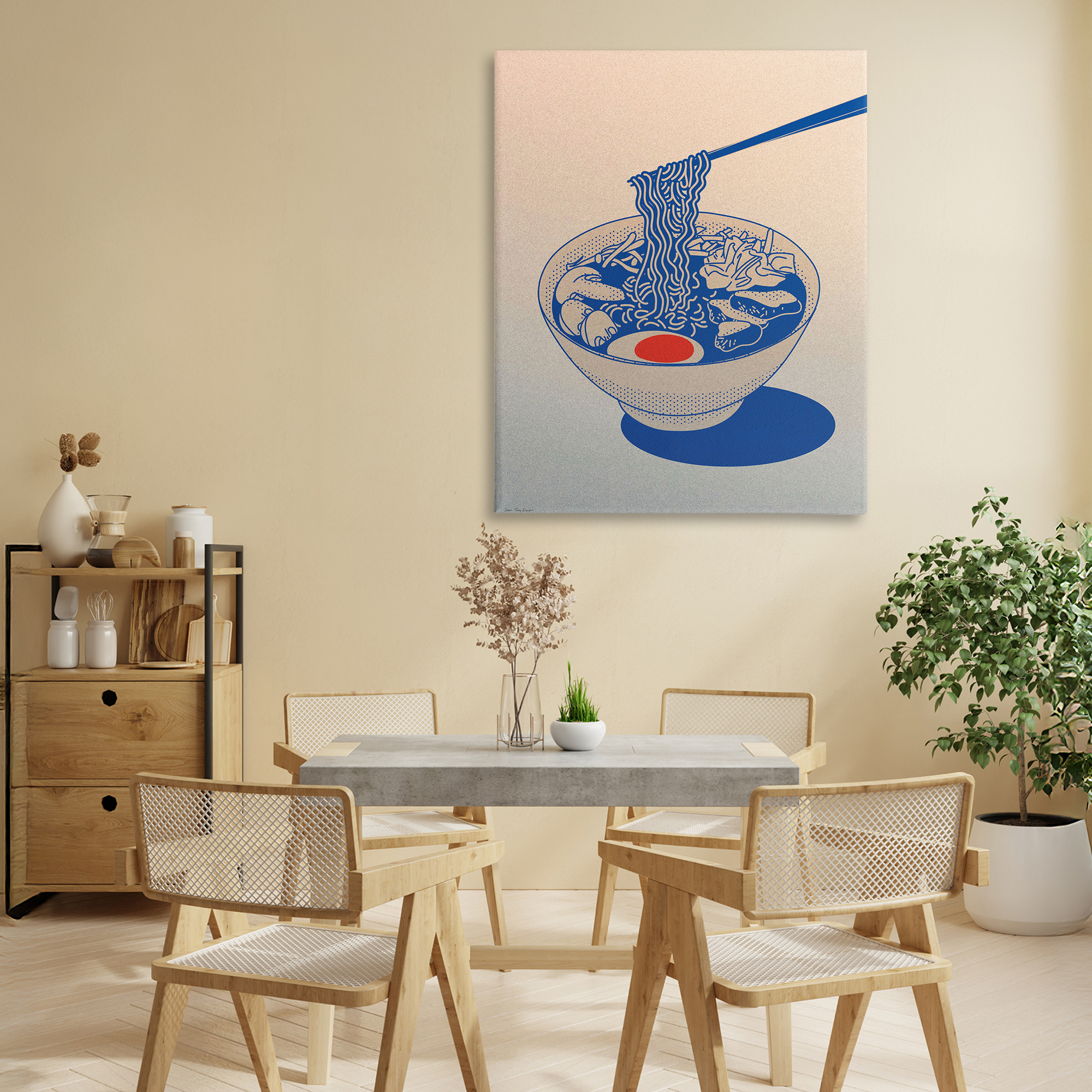 Ramen Noodle Bowl Gradient Canvas Wall Art, design by Seven Trees Design