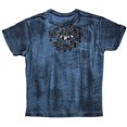 thumbnail image 2 of Affliction Clothing Men's T-Shirt Polaris Felt Graphic Blue/Black Dip Dye Tee (X-Small, Aegean Blue), 2 of 8