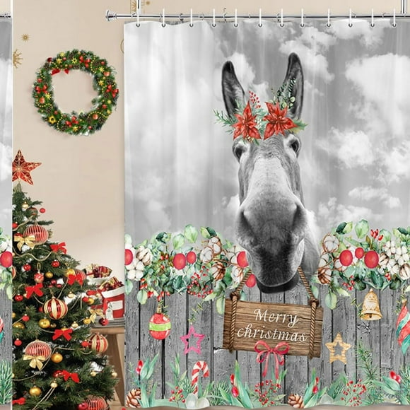 Rustic Rodeo Red Flower Shower Curtain - Farmhouse Western Bathroom Decor 72x72in