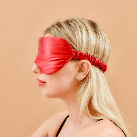 THXSILK 22 Momme Silk Sleep Eye Mask, Lightweight & Comfortable, Super Soft Eye Mask for Sleeping, Naps, Night Blindfold Eyeshade, Red