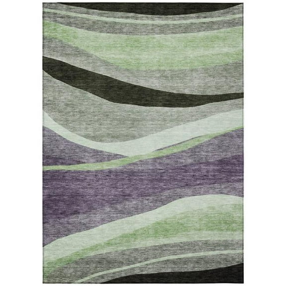 HomeRoots 603686 8 x 10 ft. Purple & Green Abstract Washable Indoor & Outdoor Rectangle Area Rug