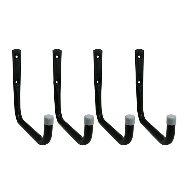 Shepherd Hardware 8090E Heavy Duty Steel Garage Storage/Large Utility Hooks, 4 Pack,Black
