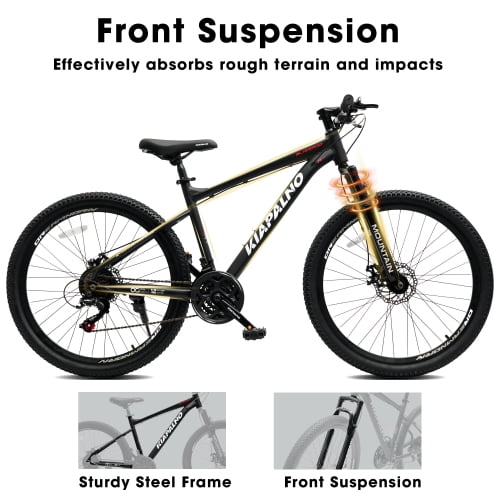 RAISTYW 26 inch All-Terrain Mountain Bike for Adult, 21 Speed MTB Bicycle for Men with Disc Brakes, Carbon Steel Frame, Black
