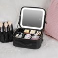 thumbnail image 2 of MesaSe PU Leather Cosmetic Organizer Bag Zipper with Mirror LED Light for Female Travel, 2 of 9
