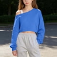 thumbnail image 2 of SERTGUTR Girls Off Shoulder Top One Strap Long Sleeve Drop Shoulder Crop Sweatshirt Casual Trendy Teen Pullover, 2 of 9
