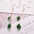 thumbnail image 3 of Yoursfs Long Chains Fishhook Earring Rose Gold Plated Green Cubic Zirconia Tassels Earring for Women, 3 of 4
