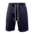 thumbnail image 2 of BADHUB Men's Drawstring Sweat Shorts with Pockets Textures Workout Shorts Casual Solid Color Running Athletic Shorts Clearance Navy XXL, 2 of 6