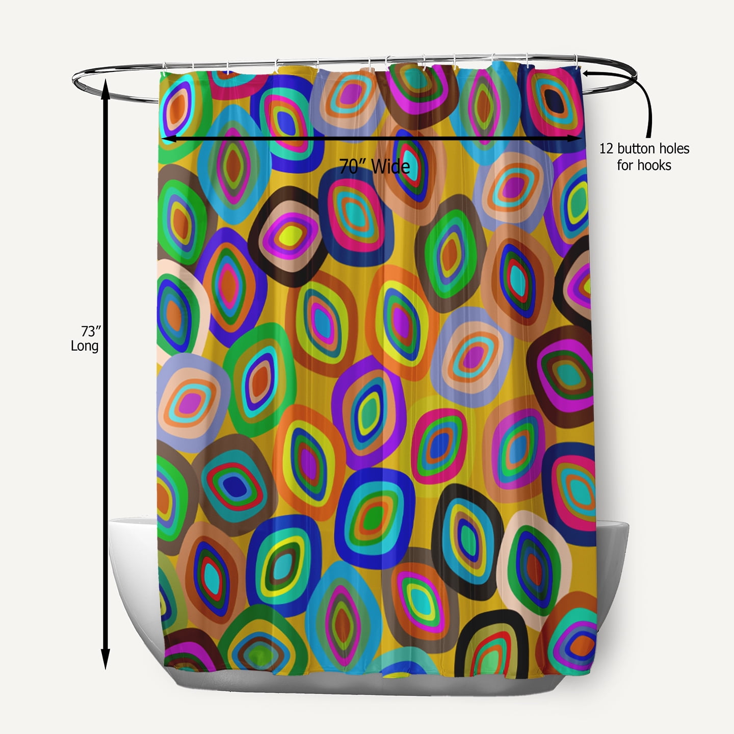 Simply Daisy 70" W x 73" L Modern Leaf Pile Polyester Shower Curtain, Multi [1 Ct]