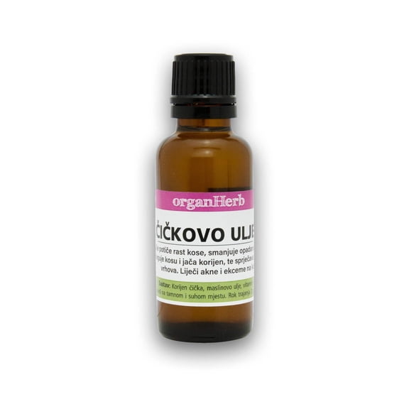 OrganHerb Organic Burdock Root Infused Oil (Čičkovo Ulje) 1 oz – Nourishing Care for Hair and Skin
