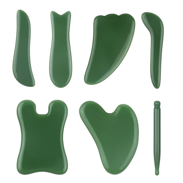 7-Piece Stone Gua Sha Tool Set for Face, Neck & Body Massage - Pain Relief & Relaxation Kit with Models 01, 02, 03, 04, 05, 06, 08 - Personal Care Massage Tools for Wellness & Muscle Tension Relief
